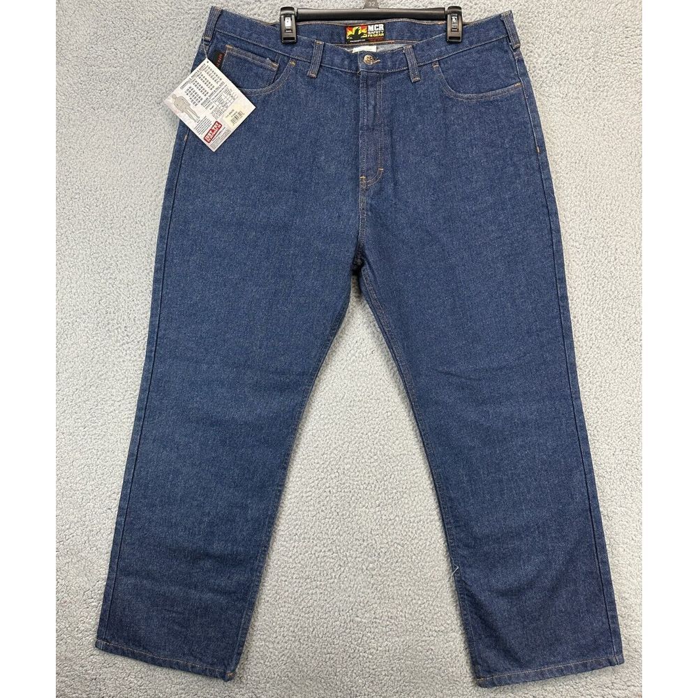 MCR Safety‎ Jeans Mens 40X30 Blue FR Gear Relaxed Fit Enzyme Washed Straight NEW